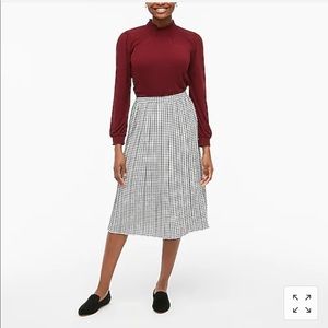 JCREW | printed long pleated midi skirt checkers